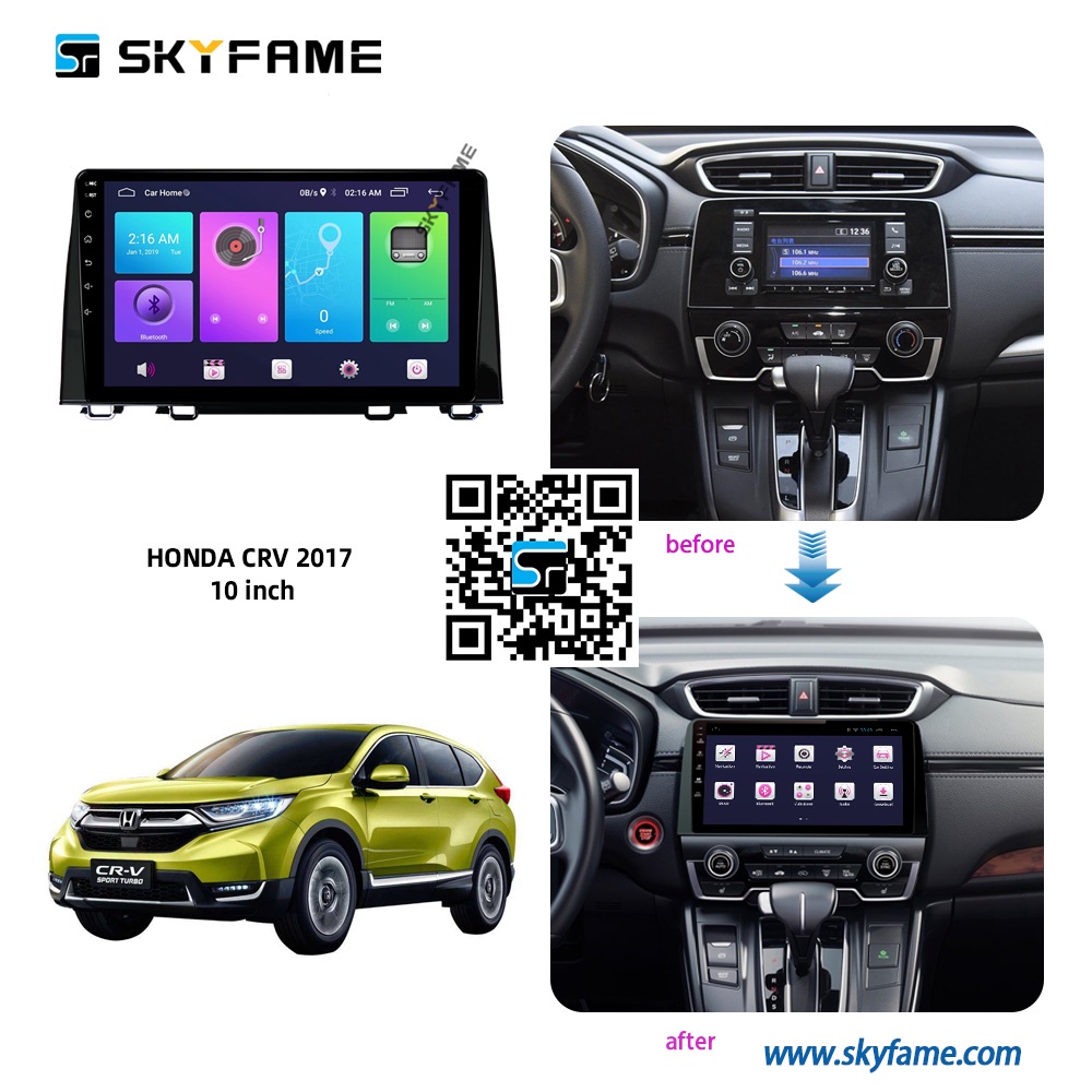 Mặt dưỡng màn hình DVD android 9” 10” HONDA CRV  2009-2012 2012-2015 2016-2021 cắm jack nguồn Zin