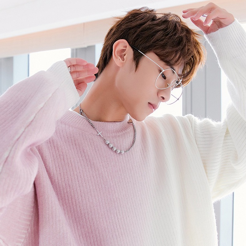 ✦ AFFLIGA ✦Áo sweater dệt kim dáng rộng màu gradient phong cách Hàn Quốc trẻ trung cho phái nam