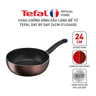 Chảo chiên sâu lòng Tefal Day By Day G1436405 24cm - Chống dính đáy từ - Dùng cho mọi loại bếp - Báo nhiệt thông minh