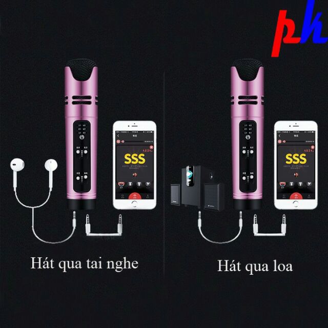 BỘ MIC LIVE STREAM KARAOKE ĐA NĂNG C16 GIẢ GIỌNG ĐỦ DÂY KẾT NỐI TẶNG TAI PHONE