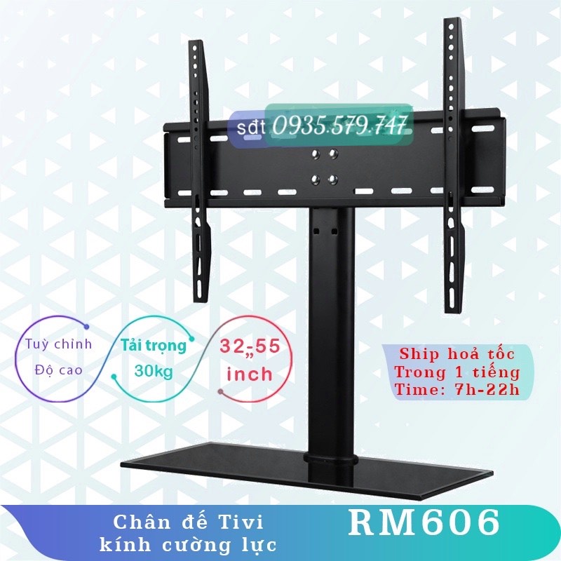 RM606 - Chân Đế TIVI Đa Năng - Mặt kính Cường Lực  - Chân đế tivi để bàn