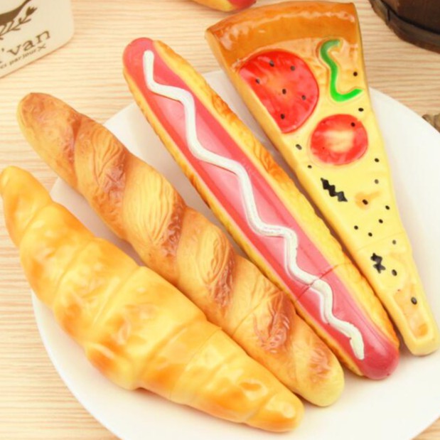 Bút Bi Mực Đen Hình Dáng Vui Nhộn Pizza Bánh Mì Xúc Xích