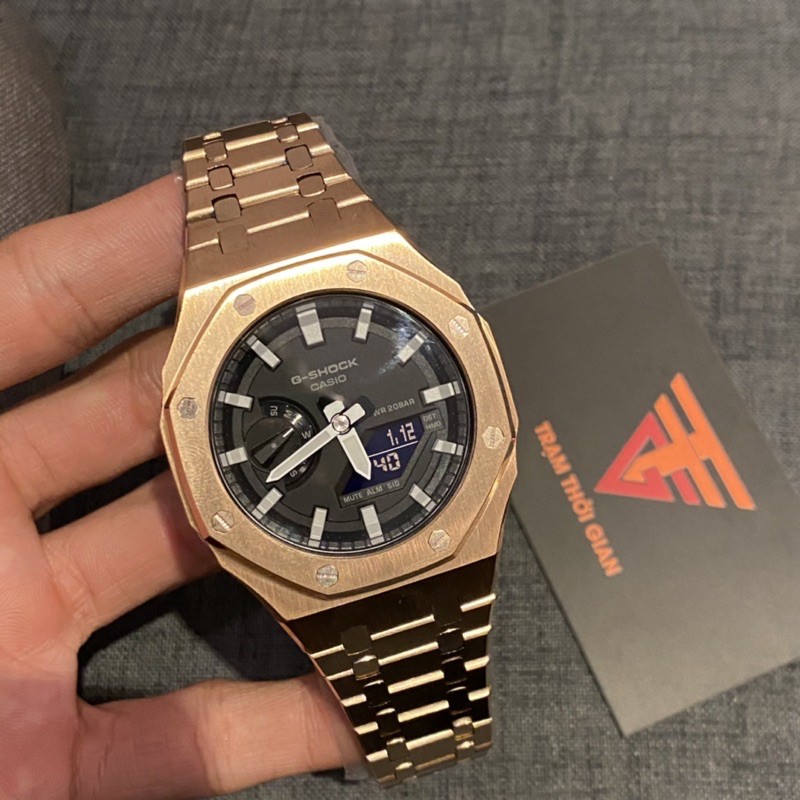 Đồng hồ nam Casio G-shock GA-2100 Custom bộ Rose Gold - Kích thước vỏ : 48,5×45,4×11,8mm