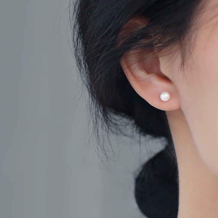 『Mango』1 đôi Bông Tai S925 Đính Ngọc Trai 8mm Phong Cách Hàn Quốc Thời Trang Cho Nữ A219