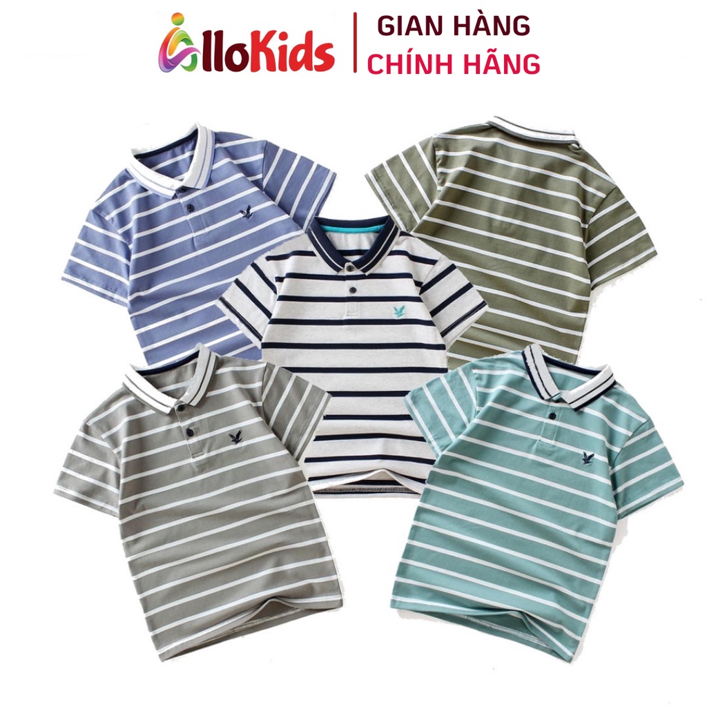 Bé Trai 4 - 15 tuổi (15kg - 45kg) Áo Polo Thun Cotton Cộc Tay Hãng AKL #kẻngang