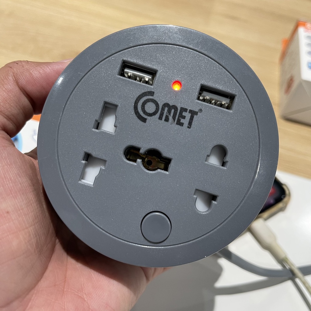 [Mã BMBAU50 giảm 7% đơn 99K] Ổ cắm điện du lịch Comet CES9111 dây dài 1m, 2 ổ USB, 1 ổ 3 chấu, 1 ổ 2 chấu