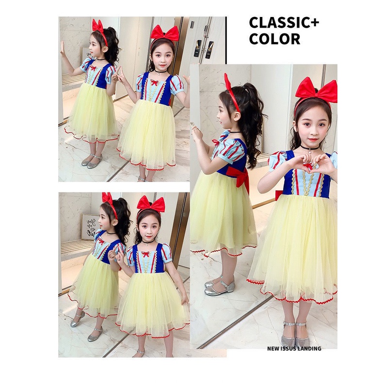 Đầm Công Chúa Bạch Tuyết Thiết Kế Mới Xinh Xắn Thời Trang Mùa Hè Dành Cho Bé Gái