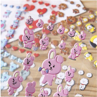 Sticker dán sổ in nổi 3D BT21 BTS A1