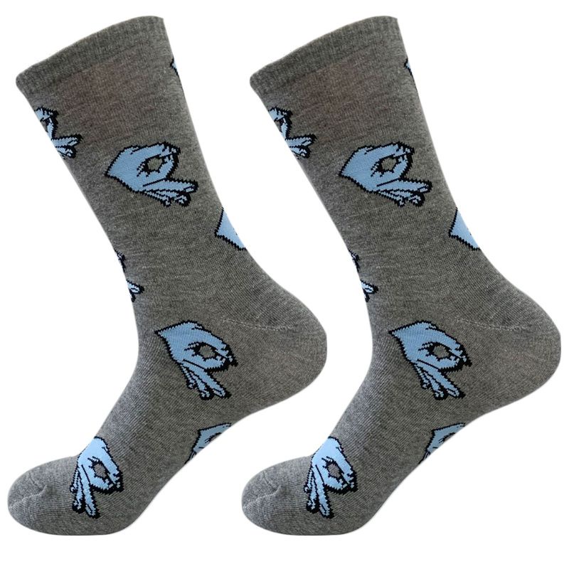 Vớ Cotton Cổ Vừa In Họa Tiết Cử Chỉ OK Vui Nhộn Phong Cách Harajuku Hip Hop Thời Trang Cho Nam Và Nữ