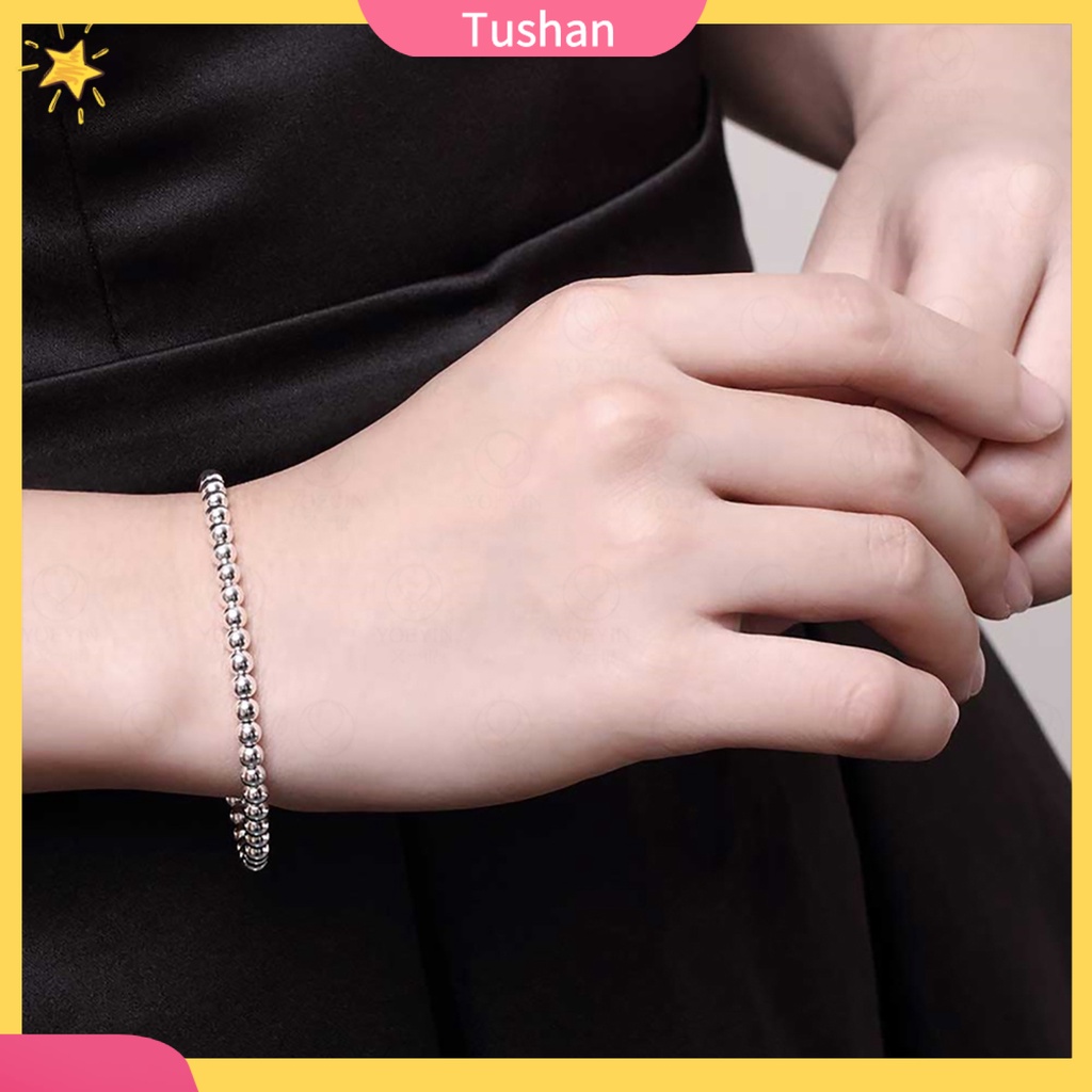 Vòng đeo tay chuỗi hạt mạ bạc xinh xắn thời trang dành cho nữ