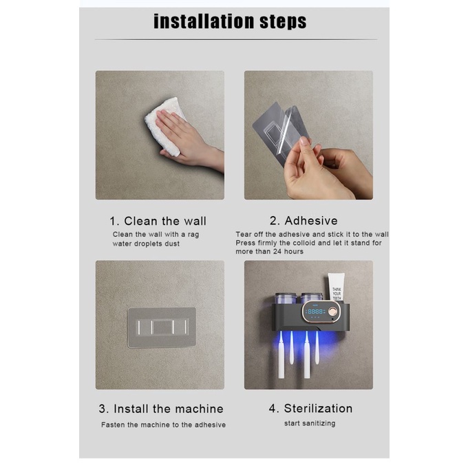 UV Giá Treo Bàn Chải Đánh Răng Bàn Chải Đánh Răng Máy Tiệt Trùng Dụng Cụ Nhả Kem Đánh Răng Thông Minh Vắt Xả Tự Động Gắn Tường Sấy Giá Treo Bàn Chải Đánh Răng Cyn