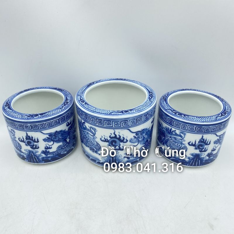 Bát Hương rồng phượng màu lam các cỡ