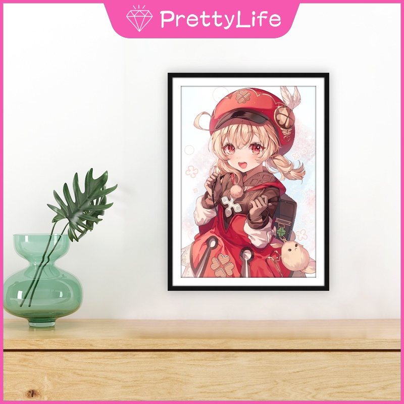 Bộ Tranh Đính Đá 5D Họa Tiết Độc Đáo Klee/Zhongli Kích Thước 30x40cm/40x50cm DIY Dùng Trang Trí Nhà Cửa