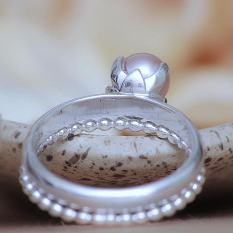 Nhẫn Cưới Bạc Đính Hạt Giả Ngọc Trai