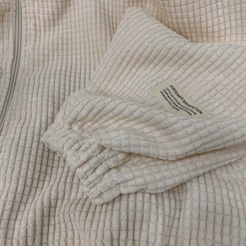 Áo Khoác Dây Kéo VIGO Jacket Vải Nhung Nổi Form Rộng Ulzzang Unisex