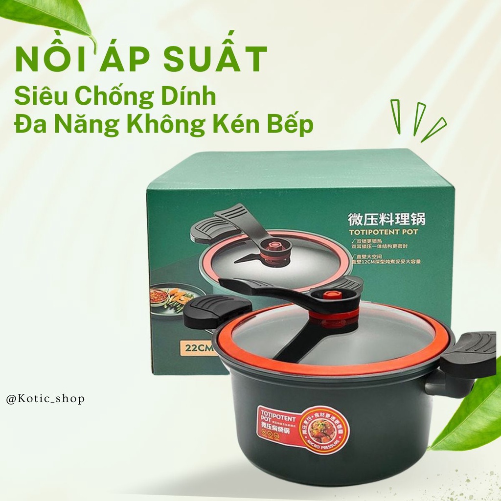 Nồi áp suất đa năng chống dính bí ngô 8l loại 1 dày dặn, có giá hấp tiện lợi, nồi đa năng 4in1 Kotic_shop