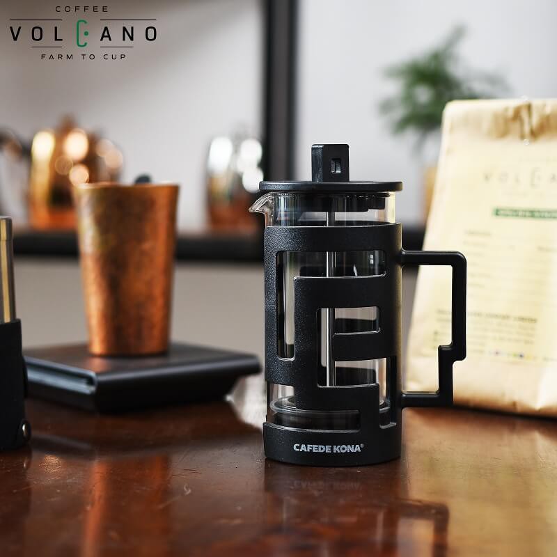 Bình pha French Press màu trắng 350ml Cafede Kona