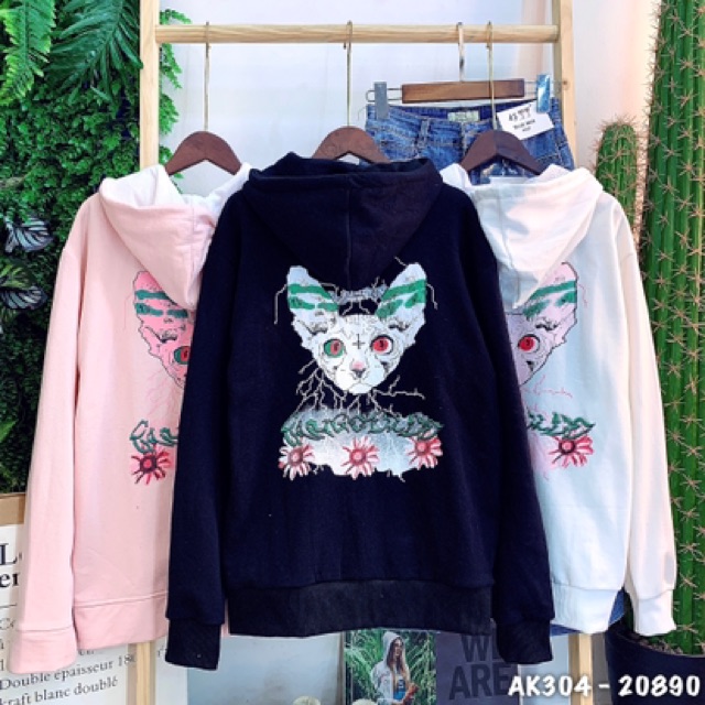 🎆𝐍𝐢̉ 𝐁𝐨̂𝐧𝐠 𝐋𝟏🎆 304 Áo Khoác Nỉ Hottrend "MEW" (Hình Thật) . | BigBuy360 - bigbuy360.vn