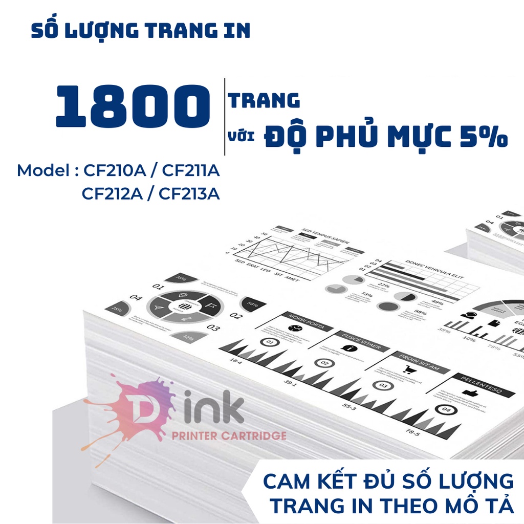 Hộp Mực siêu đậm nét TDink CF210A, 211A, 212A, 213A - Dùng cho máy in laser màu HP Laserjet Pro 200 M251 /M276 /7100