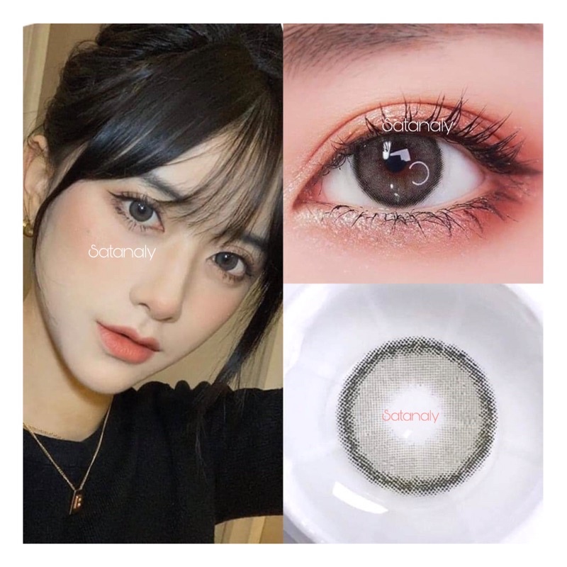 (Gray) Lens - Kính áp tròng màu xám Tây viền đậm giãn vừa (0 đến 6 độ)