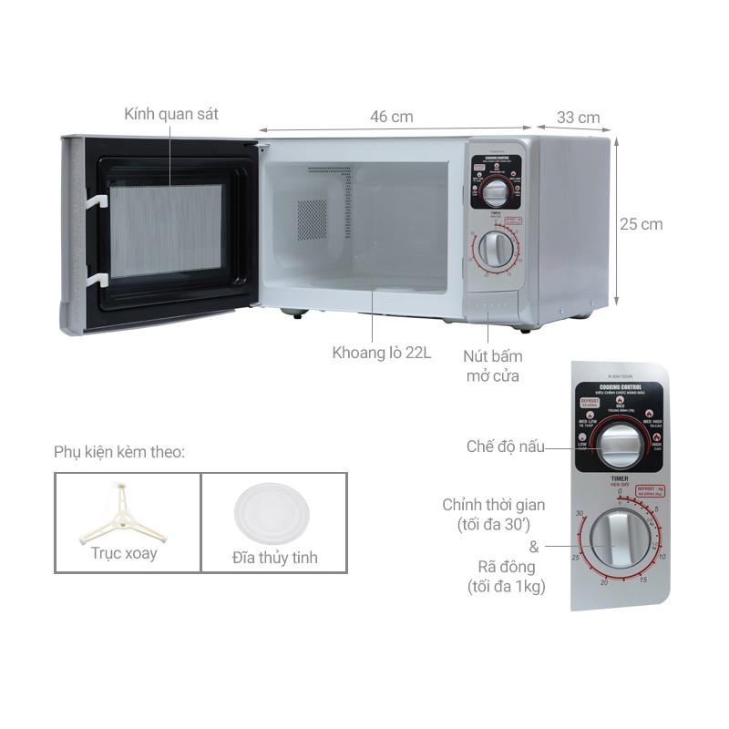 Lò vi sóng Sharp R-20A1VN 22 lít sản xuất Thái Lan