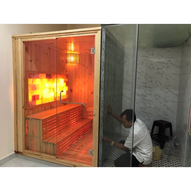 Phòng gỗ thông xông hơi đá khô, đá muối hymalaya, tia hồng ngoại!