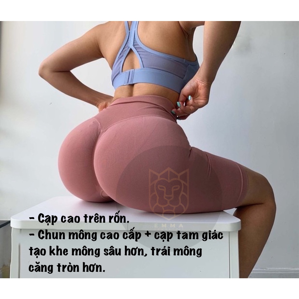 Quần Legging Đùi Gym Nữ Chun Mông Trơn Cạp Cao [ĐỒ TẬP GYM NỮ]