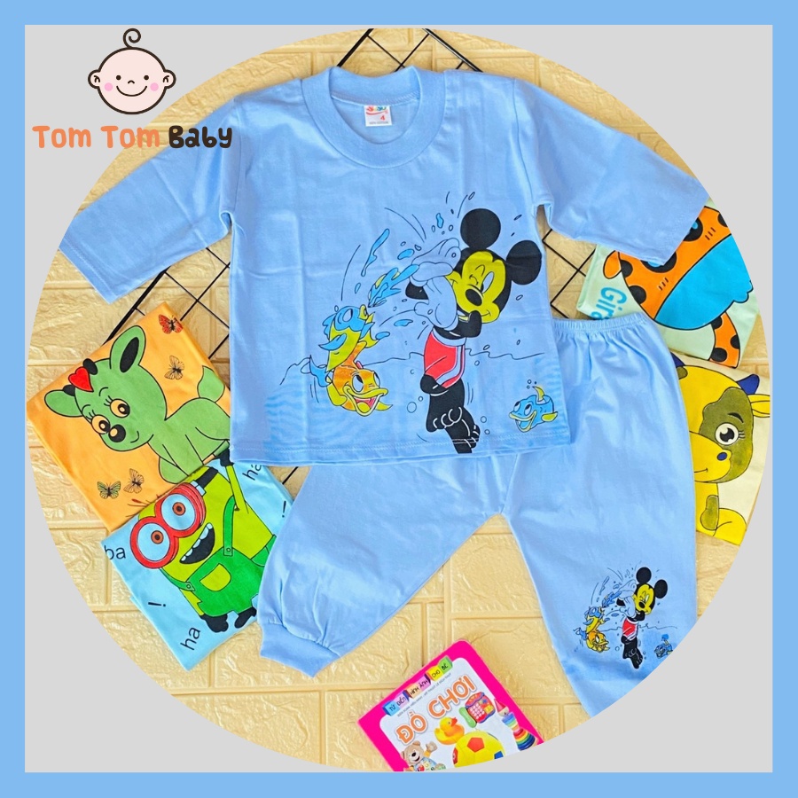 Bộ (1 bộ) quần áo trẻ em thun cotton SUSU | Mẫu Dài Màu Bo Gấu | Size 1-8 cho bé 5-21kg| Đồ bộ bé trai, bé gái