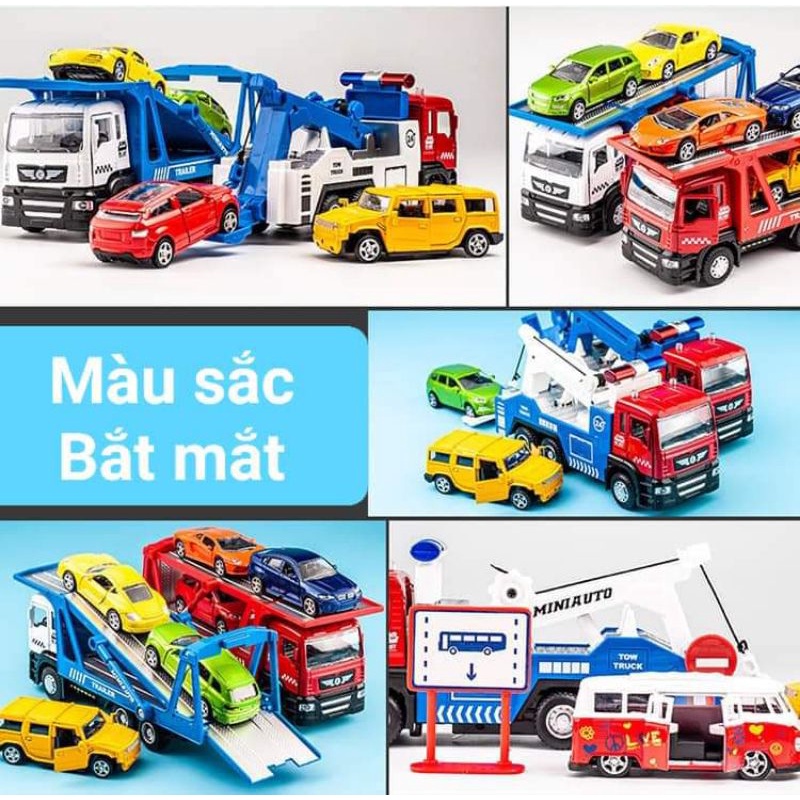 Mô hình đồ chơi xe cứu hộ gồm 2 xe kim loại âm thanh đèn