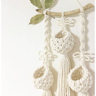 Macrame mini treo cây cảnh hình cái kén cocoon nhỏ xinh trang trí nhà cửa (P04)