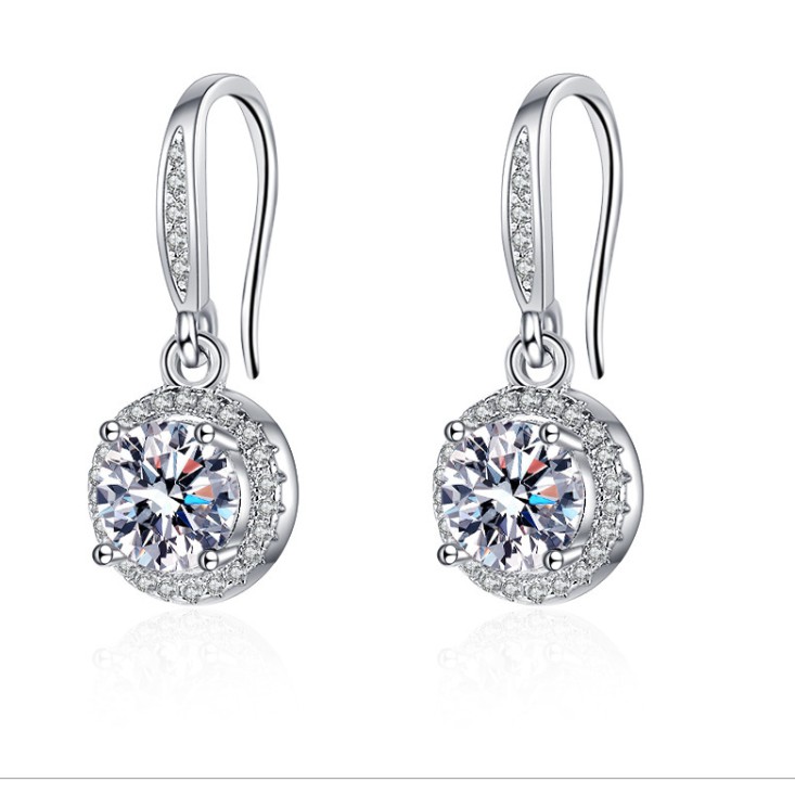 Thời trang vòng Earrings Hook S925 Bạc cao Carbon kim cương Earrings Đối với phụ nữ