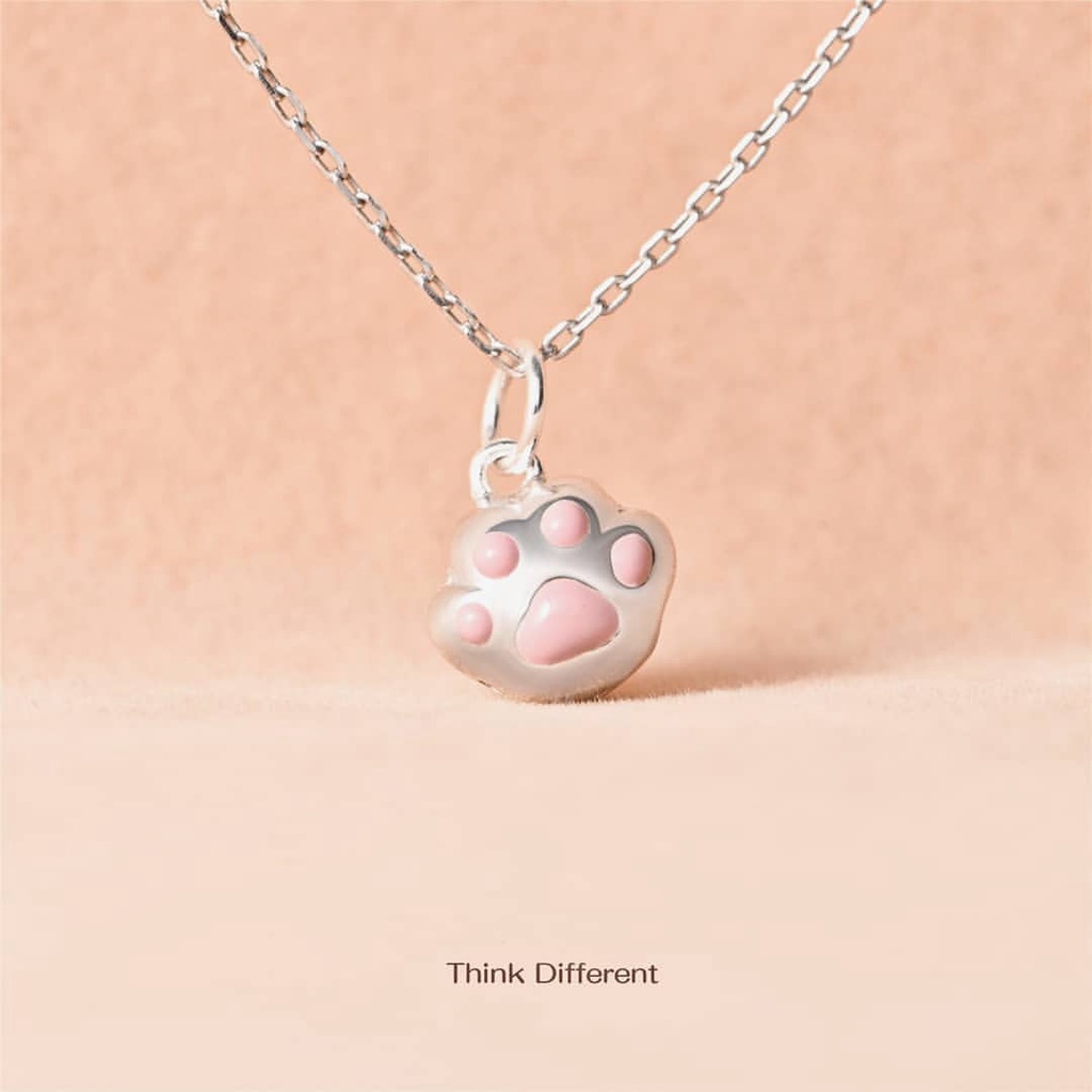 Dây chuyền vòng cổ nữ bạc s925 chân mèo hồng trắng cute Cá jewelry DC80