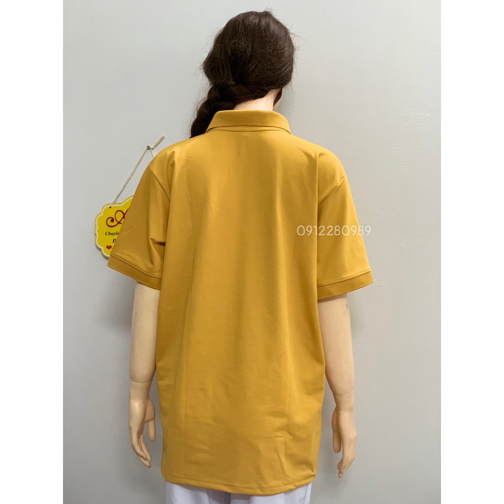 Áo thun có cổ màu vàng đất vải poly Thái cao cấp cho nam nữ _ Hình chụp thật