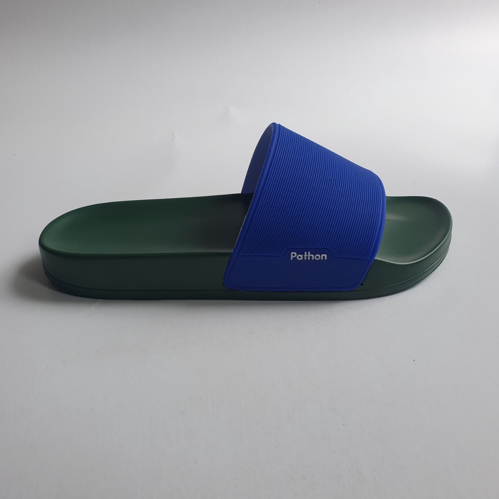 Dép nam nữ quai ngang slipper Pathon quai PVC và đế PU xanh lá quai xanh dương Mẫu SD65