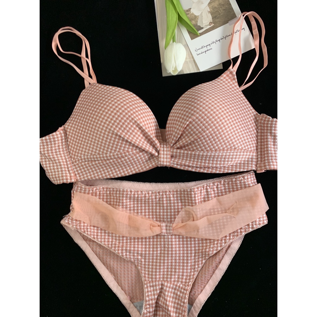 [HÀNG MỚI VỀ-CÓ ẢNH THẬT] BỘ LÓT KẺ CARO kHÔNG GỌNG CÓ ĐỆM NGỰC SIÊU ĐẨY- NỘI Y CHARMOSE | BigBuy360 - bigbuy360.vn