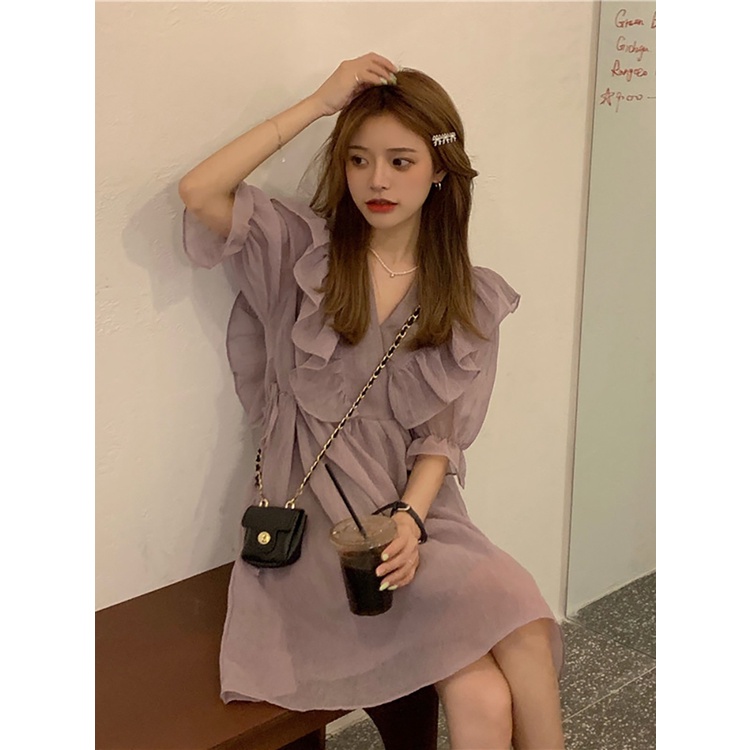 Đầm babydoll váy công chúa tay bồng tiểu thư nhẹ nhàng đi chơi Firstdateclothing