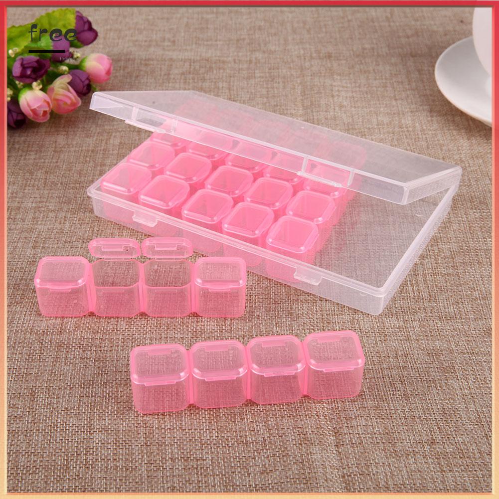 Hộp nhựa 28 ngăn dùng đựng phụ kiện làm móng tay/trang trí ốp điện thoại