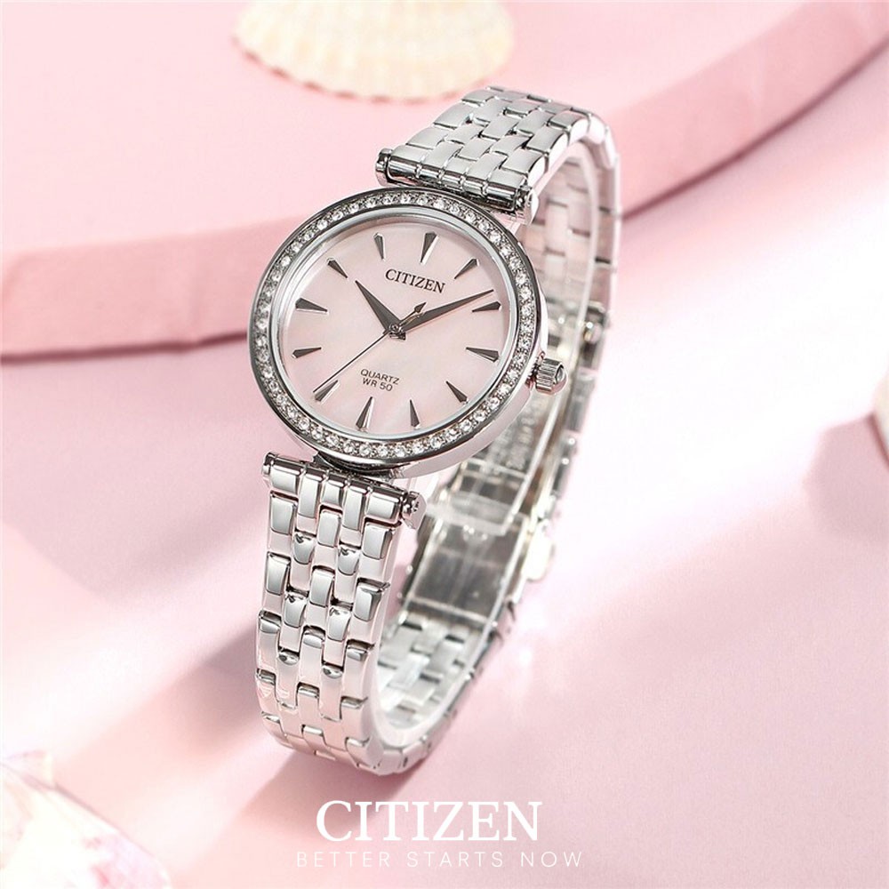 Đồng Hồ Nữ Citizen Đính Đá Swarovski Dây Thép Không Gỉ ER0210-55Y - Mặt Xà Cừ