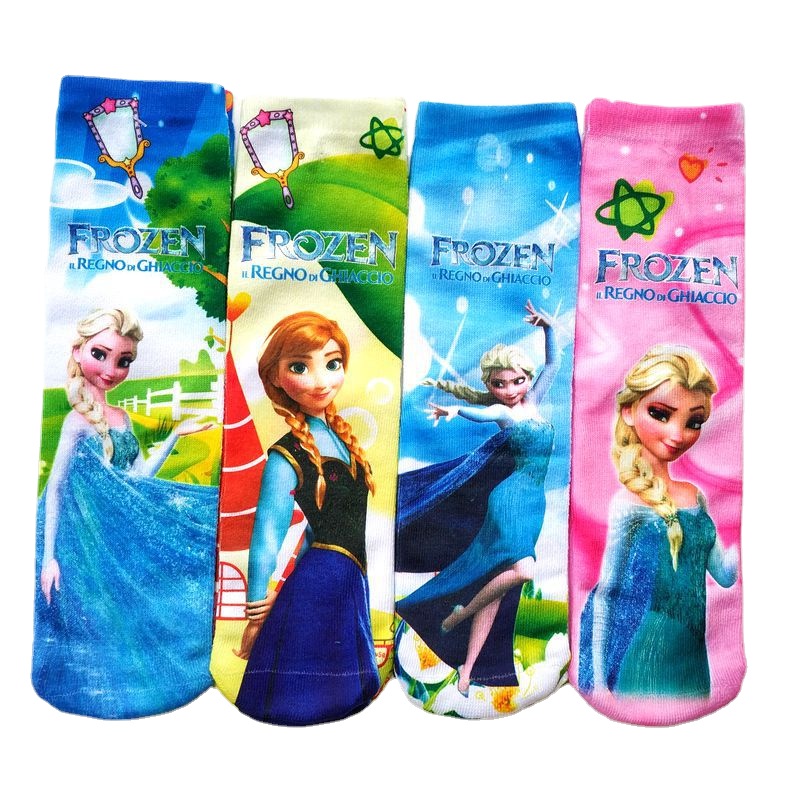 Bộ 4 Đôi Vớ Họa Tiết Hoạt Hình Frozen Xinh Xắn Dành Cho Bé