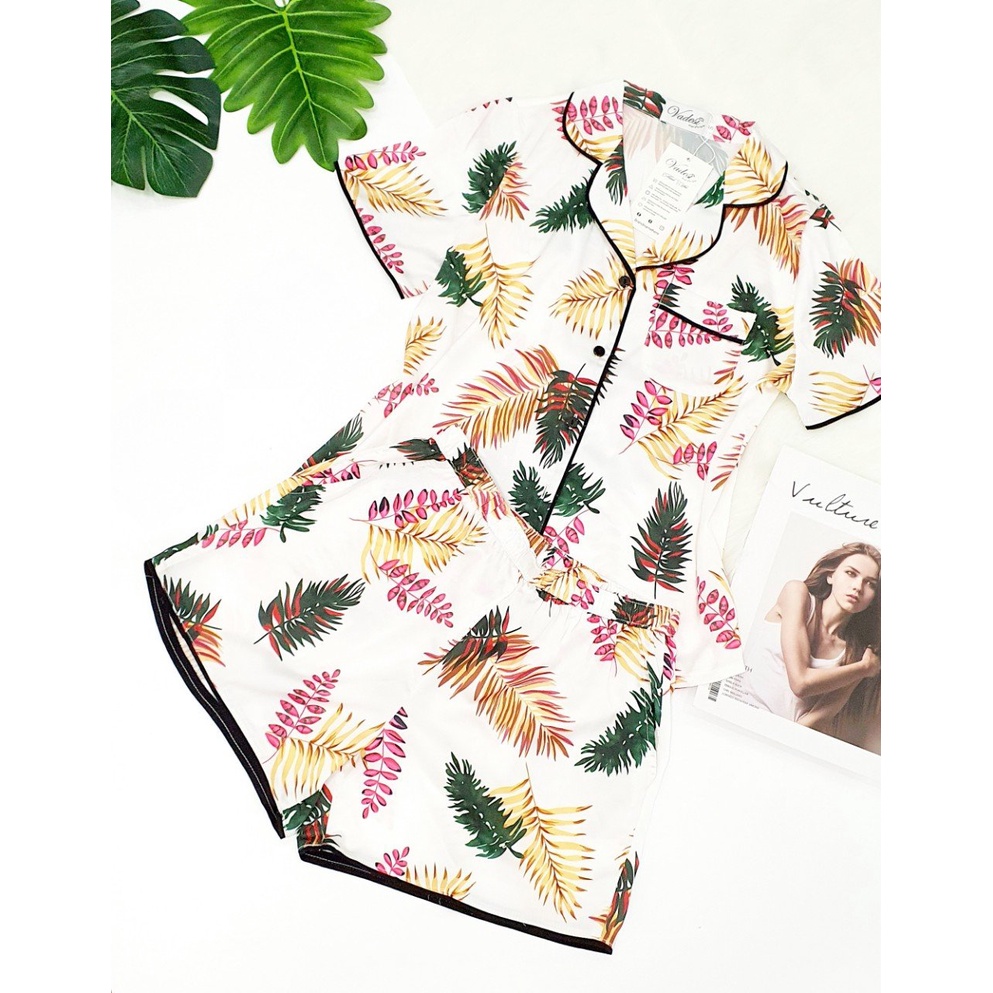 Bộ Đồ Ngủ Pijama Nữ Quần Đùi Tay Ngắn Lụa Cao Cấp Mặc Nhà Đẹp Mềm Mịn Thấm Hút Thoáng Mát – VADESI
