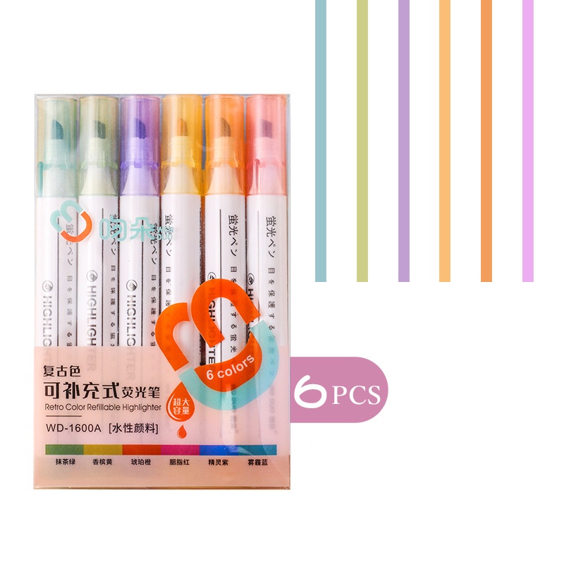 Set 6 Bút Dạ Quang Nhiều Màu Sắc