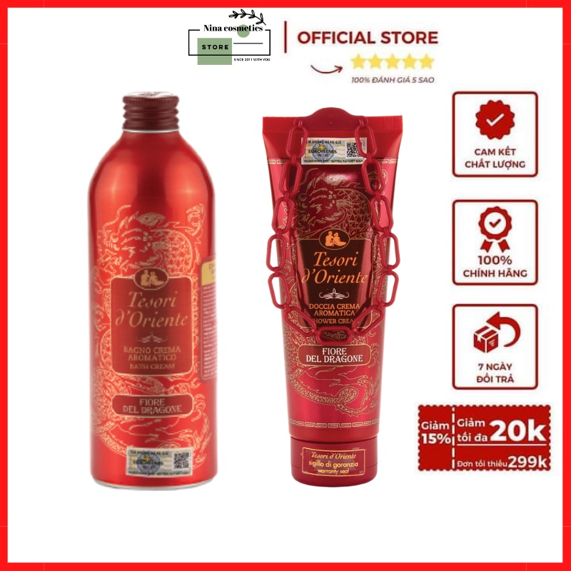 (Chuẩn Auth) Sữa Tắm Nước Hoa Ý Hương Hoa Thanh Long Chai Màu Đỏ Tesori D'Oriente 250ml - 500ml