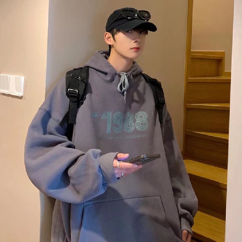 Áo hoodie Thể Thao Dáng Rộng Thoải Mái In Chữ Phong Cách Hàn Quốc Thời Trang Cho Nam Cỡ M-5XL