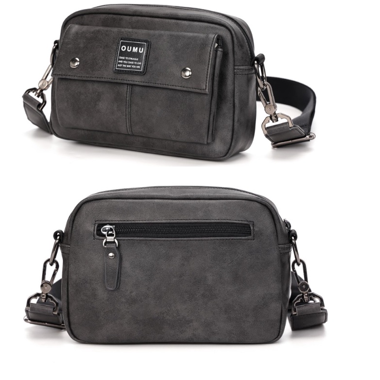 Túi Đeo Chéo Nam Cao Cấp 20103+7 Thời Trang Hàn Quốc Nhỏ Gọn Tiện Dụng Màu Xám Bạc Cá Tính Độc Lạ Da PU Mềm Mại Bền Đẹp