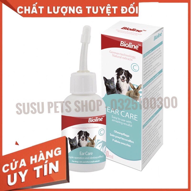 Nước Rửa Tai Vệ Sinh Tai Cho Chó Mèo Ear Care Bioline Lọ 50ml