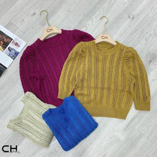 Áo len vặn thừng tay lỡ