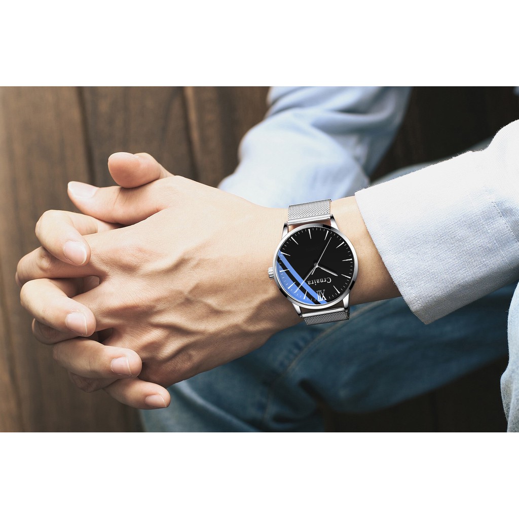 (TRỢ GIÁ KHỦNG) Đồng Hồ Nam CRNAIRA JAPAN Máy Mỏng Dây Thép Mành Cao Cấp _Full Box | BigBuy360 - bigbuy360.vn