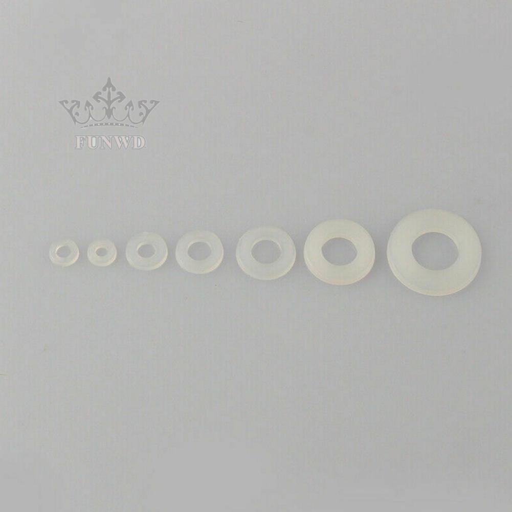 【FUNWD】364 PCS Nylon Rubber Flat Ring Washer Gaskets white M2 M2.5 M3 M4 M5 M6 M8