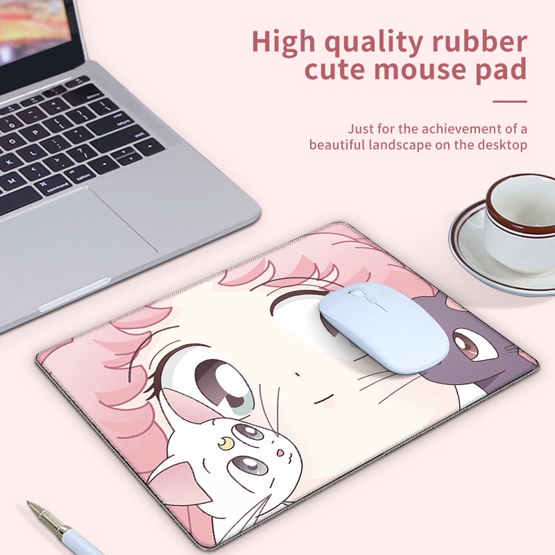 Tự làm tấm lót chuột hoạt hình màu hồng 37 * 25cm tấm lót chuột cao su trung bình làm sạch bàn máy tính văn phòng Tấm lót chống trượt dễ thương