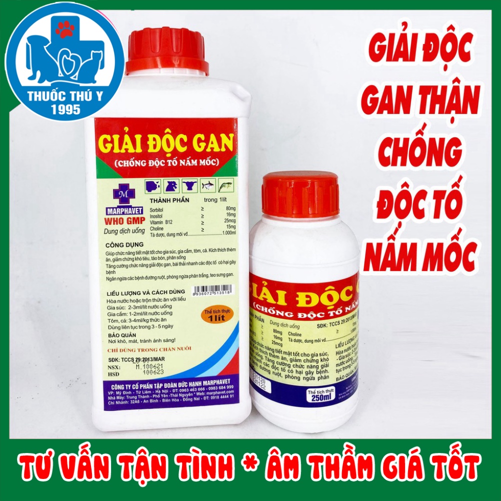 GIẢI ĐỘC GAN 250ml chống nấm mốc, giải đ.ộc, tăng cường chức năng gan thận trên vật nuôi, gia súc, gia cầm